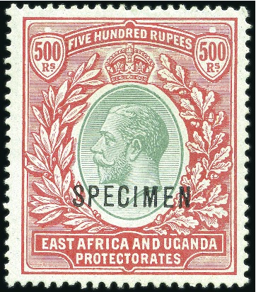 1912-1921 500Rs green and red on green, mint og, v