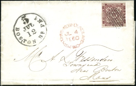Stamp of Canada » Newfoundland POSSIBLY EARLIEST KNOWN USAGE

1860 Folded entir