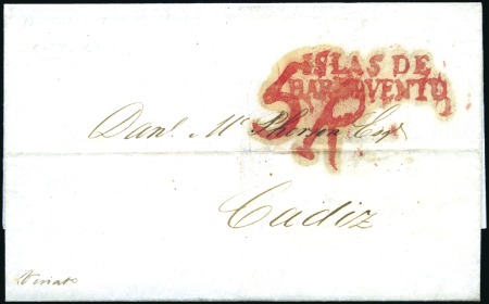 1841 Folded entire from New Orleans to Cadiz, bear