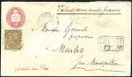 1869 10C karmin Umschlag mit Zusatzfrankatur 1Fr r