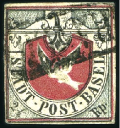 Stamp of Switzerland / Schweiz » Kantonalmarken » Basel Basler Taube, sogenannte IIIte Auflage - schwarz/b