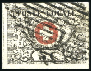 Stamp of Switzerland / Schweiz » "Waadt", "Neuenburg", "Winterthur" Waadt 5C mit schwarzer Raute entwertet, in frische