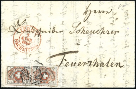 Stamp of Switzerland / Schweiz » "Waadt", "Neuenburg", "Winterthur" Winterthur waagrechtes Paar, mit zwei schwarzen Zü