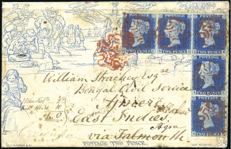 Stamp of Great Britain » 1840 Mulreadys & Caricatures Uprated Mulready to India

1840 (Sep 30) 2d Mulr