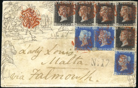 Stamp of Great Britain » 1840 Mulreadys & Caricatures The Famous "Lady Louis" Cover to Malta

1841 (Ja