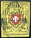 Stamp of Switzerland / Schweiz » Rayonmarken » Rayon II, gelb, ohne Kreuzeinfassung (STEIN B) Type 33 B/LU auf Kartonpapier (Abart 16II.1.09) sa