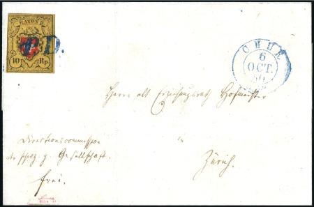 Stamp of Switzerland / Schweiz » Rayonmarken » Rayon II, gelb, ohne Kreuzeinfassung (STEIN A 1) Type 16 A1/O HELLTABAK entwertet mit blauem P.D. a