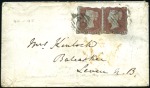 1854 (Mar 16) Envelope with 1d red QD & QE TREASUR