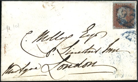 Stamp of Great Britain » 1854-70 Perforated Line Engraved ARCHER TRIAL PERF: 1851 (Nov 12) Envelope from Bur