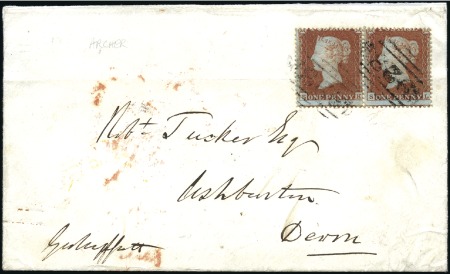 Stamp of Great Britain » 1854-70 Perforated Line Engraved ARCHER TRIAL PERF: 1853 (Aug 8) Envelope from Wort