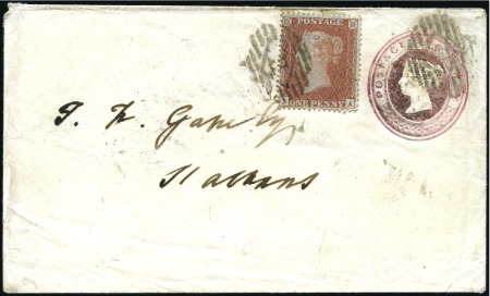 Stamp of Great Britain » 1854-70 Perforated Line Engraved ARCHER TRIAL PERF: 1854 (Mar 1) 1d Pink postal sta