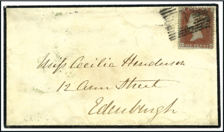 Stamp of Great Britain » 1854-70 Perforated Line Engraved ARCHER TRIAL PERF: 1854 (Mar 13) Mourning envelope