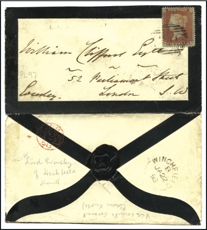 ARCHER TRIAL PERF: 1858 (Jan 22) Mourning envelope