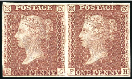 1d Red-Brown pl.25 imperforate pair from the NEAL'