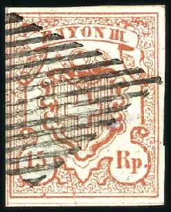 Stamp of Switzerland / Schweiz » Rayonmarken » Rayon III, kleine Ziffer (Rp.) Type 7 mit sauberer Raute entwertet, breitrandig, 