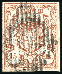 Stamp of Switzerland / Schweiz » Rayonmarken » Rayon III, kleine Ziffer (Cts.) Type 8 mit schwarzer Raute entwertet, breitrandig,