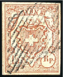 Stamp of Switzerland / Schweiz » Rayonmarken » Rayon III (grosse Ziffer) Type 5 mit schwarzer Raute entwertet, breitrandig,