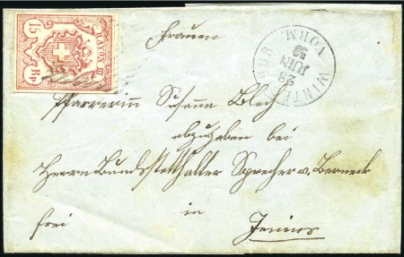 Stamp of Switzerland / Schweiz » Rayonmarken » Rayon III (grosse Ziffer) Type 1 entwertet Raute auf kl. Briefumschlag mit A