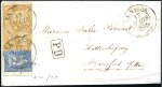 Stamp of Switzerland / Schweiz » Sitzende Helvetia Ungezähnt » III. Periode, dünnes Seidenpapier 20Rp orange im Paar zusammen mit 10Rp blau (23C) e