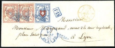 Stamp of Switzerland / Schweiz » Rayonmarken » Rayon III (grosse Ziffer) Type 1+2 als Paar zusammen mit Rayon I hellblau Ty