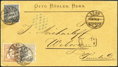 FINNLAND 1880: 20C orange, 3C schwarz und 2C oliv 