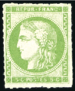 1870 Bordeaux 5c vert REPORT I, case 9, neuf sans 