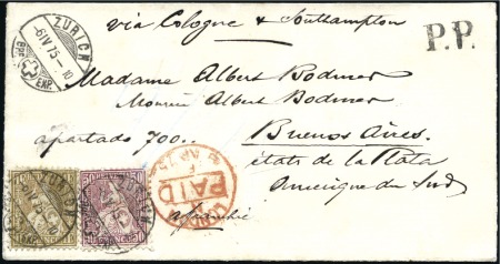 ARGENTINIEN 1875: 1Fr golden und 50C lila, weisses