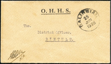 1938 (Jun 25) OHHS envelope to Bintulu showing fin
