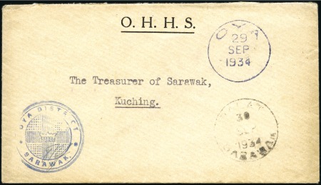 1934 (Sep 29) OHHS envelope from Oya to Kuching, s