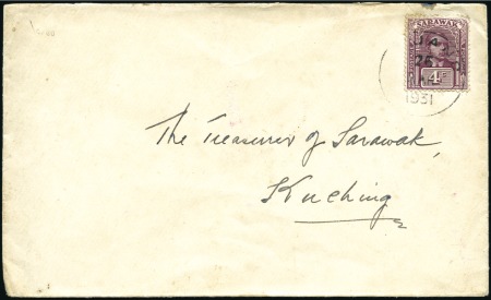 1931 (Mar 25) Envelope to Kuching with 1928 4c tie