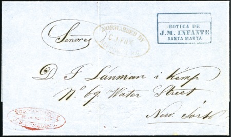 1858 (Jun 21) Entire from St Marta to the USA via 
