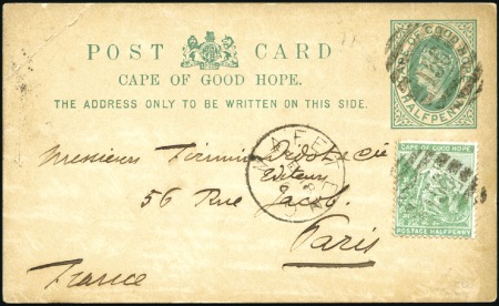1900 COGH 1/2d Postal stationery card uprated by C