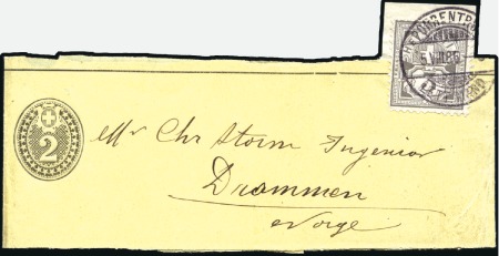 1883 2C schwarz auf gelbem Papier, zusammen mit Zi