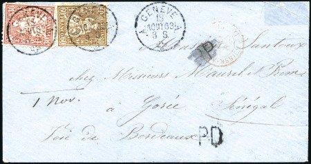 SENEGAL 1863: 60C kupferbronze und 30C zinnober en