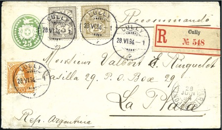 1894-99 2C olivbraun, 3C grau und stehende Helveti