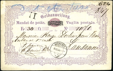Feldpost: 1870 (6. Dez.) 50C lila Geldanweisung mi