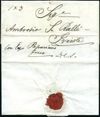 Stamp of Egypt » Early Letters 1836-55, Group of three entires: 1836 (Feb 22) fro