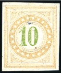 1883 Farbproben auf Faserpapier mit Kontrollzeiche
