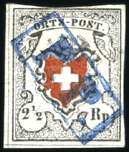 Stamp of Switzerland / Schweiz » Orts-Post und Poste Locale Orts-Post mit Kreuzeinfassung, Type 4, entwertet m