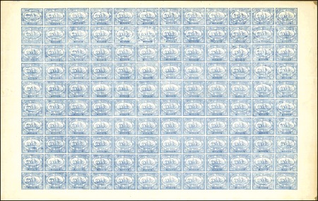 1868 Suez Canal Company 20c Blue in complete sheet