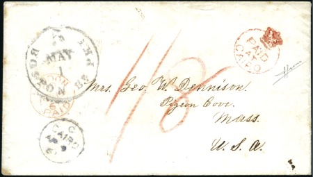 1861 (Apr 9) Envelope to the USA with "PAID / AT /