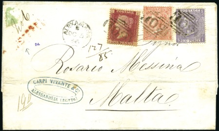 Stamp of Egypt » British Post Offices 1866 (Oct 5) Wrapper sent registered from Alexandr
