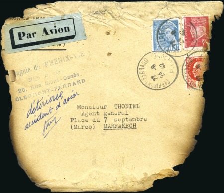 Stamp of France 1942 Enveloppe accidentée de Clermont-Ferrand 24.0