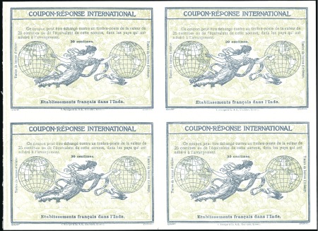 1907 Bloc de 4 COUPONS REPONSE internationaux au r