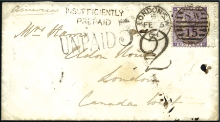 1864 (Feb 5) Envelope to Canada with 1862-64 6d ri