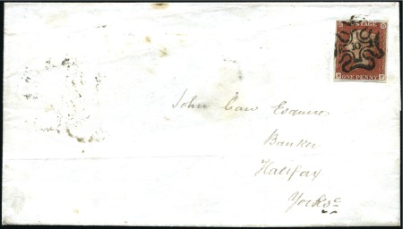 Stamp of Great Britain » 1841 1d Red 1844 (Jan 13) Wrapper from London to Halifax with 
