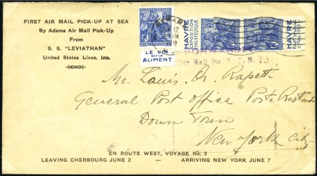 Stamp of France 1929 "Adams Air Mail Pick Up" 1er vol du S.S. Levi