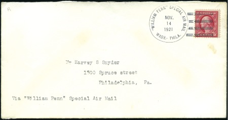 Stamp of United States 1921 (Nov 14) William Penn Special Air Mail envelo