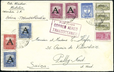 Stamp of Colombia 1950 (Dec 18) SCADTA, Registered cover to Switzerl