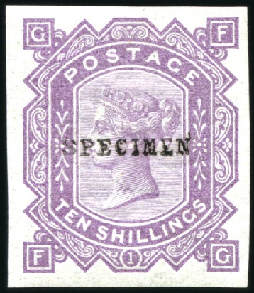 Stamp of Great Britain » 1855-1900 Surface Printed 1878 10s Imperforate colour trial in mauve, wmk Ma